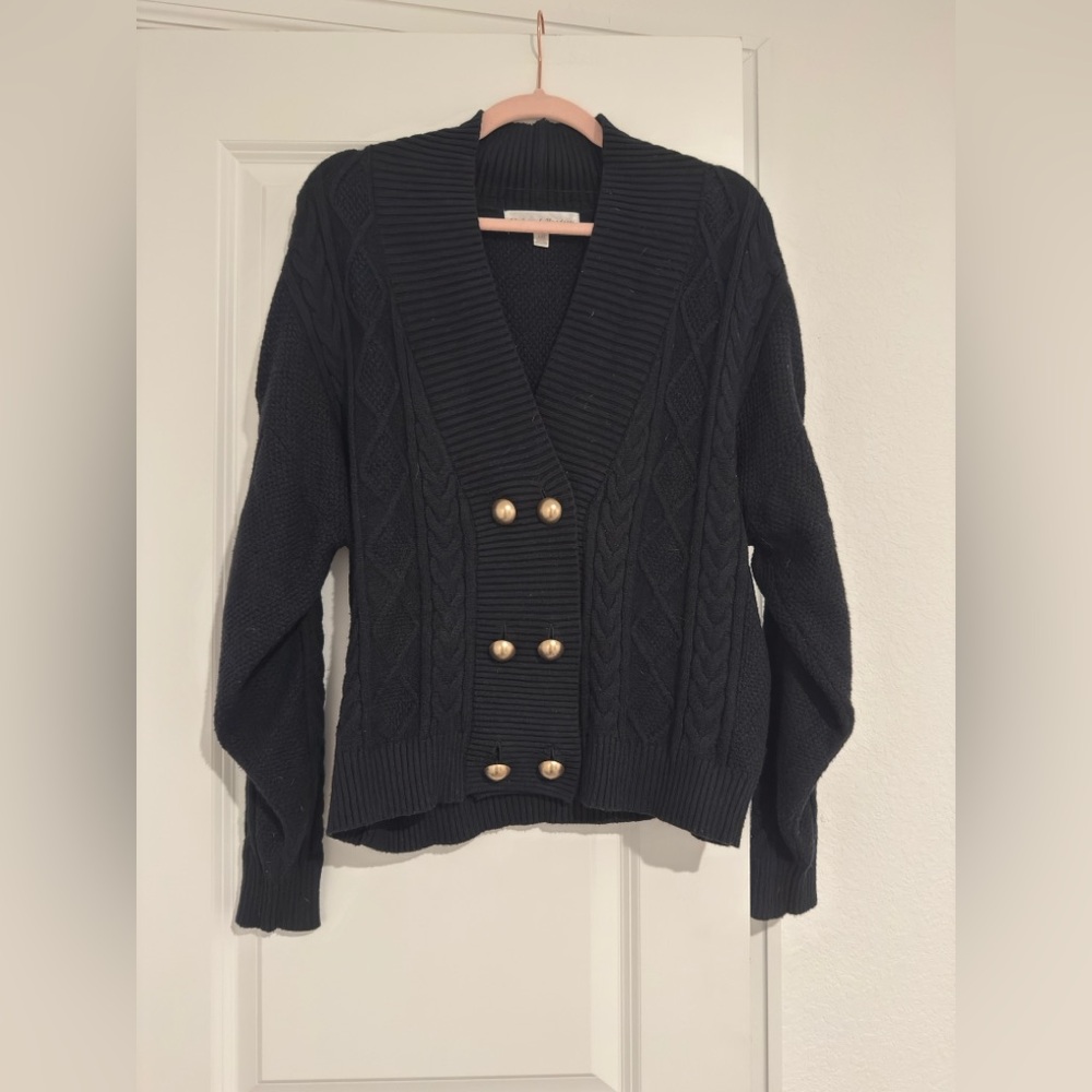 Chelsea & Theodore Black Cardigan with Gold Accents